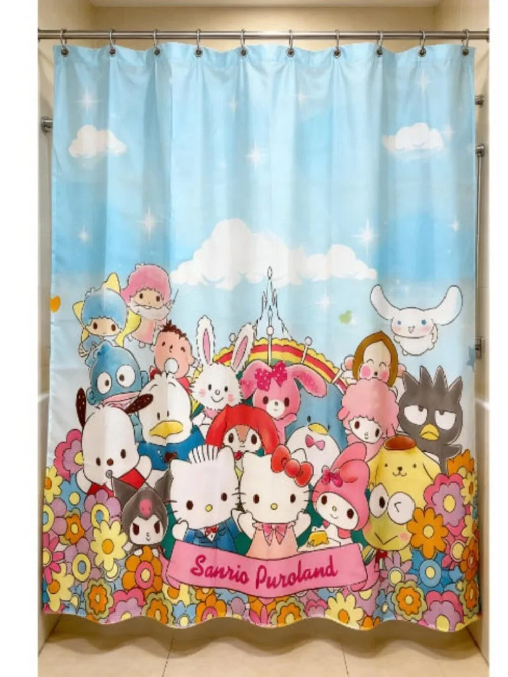 Cartoon Characters Shower Curtain Comes with 12 Hooks, Size: 59